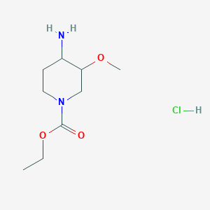 molecular formula C9H19ClN2O3 B12103333 4-Amino-3-methoxy-1-piperidinecarboxylic acid ethyl ester hydrochloride 