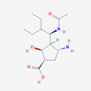 molecular formula C14H26N2O4 B12103414 (1s,2s,3r,4r)-3-((r)-1-Acetamido-2-ethylbutyl)-4-amino-2-hydroxycyclopentanecarboxylic acid 