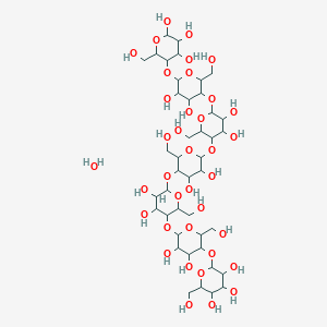 molecular formula C42H74O37 B12103449 2-[6-[6-[6-[6-[4,5-Dihydroxy-2-(hydroxymethyl)-6-[4,5,6-trihydroxy-2-(hydroxymethyl)oxan-3-yl]oxyoxan-3-yl]oxy-4,5-dihydroxy-2-(hydroxymethyl)oxan-3-yl]oxy-4,5-dihydroxy-2-(hydroxymethyl)oxan-3-yl]oxy-4,5-dihydroxy-2-(hydroxymethyl)oxan-3-yl]oxy-4,5-dihydroxy-2-(hydroxymethyl)oxan-3-yl]oxy-6-(hydroxymethyl)oxane-3,4,5-triol;hydrate 