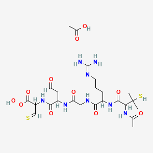 2-[[2-[[2-[[2-[(2-Acetamido-3-methyl-3-sulfanylbutanoyl)amino]-5-(diaminomethylideneamino)pentanoyl]amino]acetyl]amino]-4-oxobutanoyl]amino]-3-sulfanylidenepropaneperoxoic acid;acetic acid