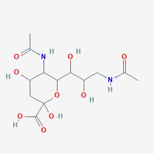 molecular formula C13H22N2O9 B12103802 5-acetamido-6-(3-acetamido-1,2-dihydroxypropyl)-2,4-dihydroxyoxane-2-carboxylic acid 