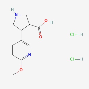 molecular formula C11H16Cl2N2O3 B12103895 (+/-)-Trans-4-(6-methoxy-3-pyridinyl)pyrrolidine-3-carboxylic acid diHCl 