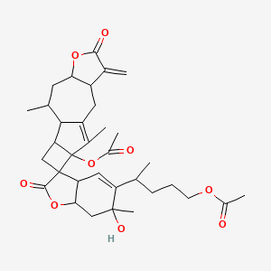 4-(14-acetyloxy-6'-hydroxy-6',9,15-trimethyl-4-methylidene-2',5-dioxospiro[6-oxatetracyclo[8.5.0.03,7.011,14]pentadec-1(15)-ene-13,3'-7,7a-dihydro-3aH-1-benzofuran]-5'-yl)pentyl acetate