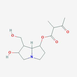 molecular formula C13H21NO5 B12103968 [6-hydroxy-7-(hydroxymethyl)-2,3,5,6,7,8-hexahydro-1H-pyrrolizin-1-yl] 2-methyl-3-oxobutanoate 