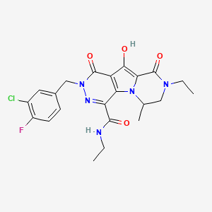 5-[(3-chloro-4-fluorophenyl)methyl]-N,11-diethyl-8-hydroxy-13-methyl-6,10-dioxo-1,4,5,11-tetrazatricyclo[7.4.0.02,7]trideca-2(7),3,8-triene-3-carboxamide