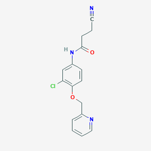 molecular formula C16H14ClN3O2 B12104106 N-(3-Chloro-4-(pyridin-2-ylmethoxy)phenyl)-3-cyanopropanamide 