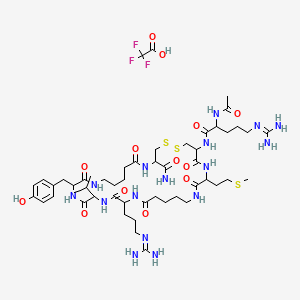 molecular formula C51H83F3N16O13S3 B12104132 AC-Arg-cys-met-5-aminopentanoyl-arg-val-tyr-5-aminopentanoyl-cys-NH2, (disulfide bond) trifluoroacetate 