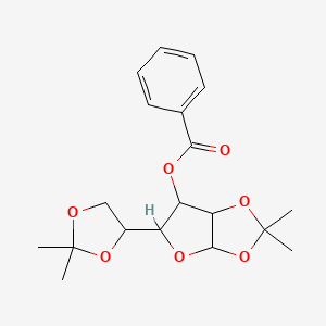 molecular formula C19H24O7 B12104146 [5-(2,2-dimethyl-1,3-dioxolan-4-yl)-2,2-dimethyl-3a,5,6,6a-tetrahydrofuro[2,3-d][1,3]dioxol-6-yl] benzoate 