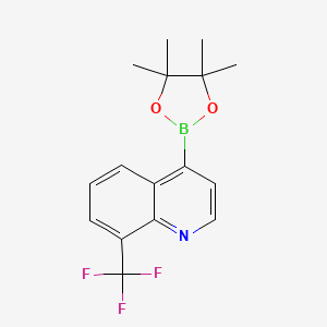 molecular formula C16H17BF3NO2 B12104191 Quinoline, 4-(4,4,5,5-tetramethyl-1,3,2-dioxaborolan-2-YL)-8-(trifluoromethyl)- 