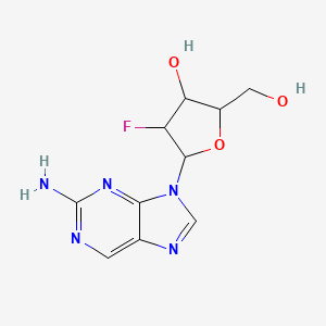 molecular formula C10H12FN5O3 B12104280 5-(2-Aminopurin-9-yl)-4-fluoro-2-(hydroxymethyl)oxolan-3-ol 