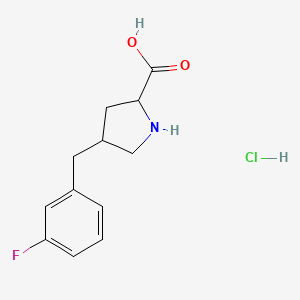 molecular formula C12H15ClFNO2 B12104496 (2S,4S)-4-[(3-fluorophenyl)methyl]pyrrolidine-2-carboxylic acid;hydrochloride 