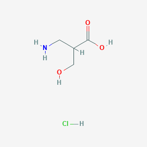 molecular formula C4H10ClNO3 B12104522 (2R)-3-amino-2-(hydroxymethyl)propanoic acid hydrochloride 