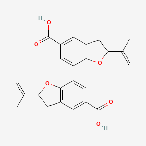 7-[5-Carboxy-2-(prop-1-en-2-yl)-2,3-dihydro-1-benzofuran-7-yl]-2-(prop-1-en-2-yl)-2,3-dihydro-1-benzofuran-5-carboxylic acid