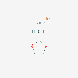 molecular formula C4H7BrO2Zn B12104593 zinc;2-methanidyl-1,3-dioxolane;bromide 