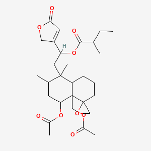 [2-[4-acetyloxy-4a-(acetyloxymethyl)-1,2-dimethylspiro[3,4,6,7,8,8a-hexahydro-2H-naphthalene-5,2'-oxirane]-1-yl]-1-(5-oxo-2H-furan-3-yl)ethyl] 2-methylbutanoate