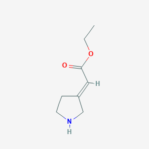 molecular formula C8H13NO2 B12104727 ethyl (2E)-2-pyrrolidin-3-ylideneacetate 