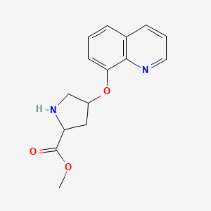 molecular formula C15H16N2O3 B12104746 (2S,4S)-Methyl 4-(quinolin-8-yloxy)pyrrolidine-2-carboxylate 