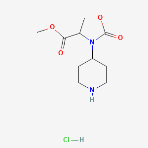 molecular formula C10H17ClN2O4 B12104793 (S)-Methyl 2-oxo-3-(piperidin-4-yl)oxazolidine-4-carboxylate hydrochloride 