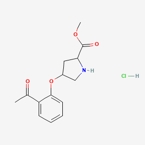 molecular formula C14H18ClNO4 B12104815 (2S,4S)-Methyl 4-(2-acetylphenoxy)pyrrolidine-2-carboxylate hydrochloride 