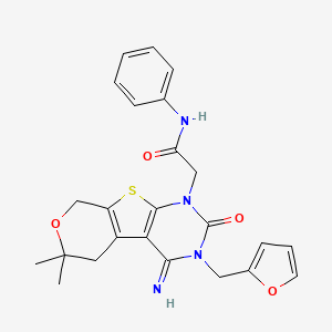 2-[3-(2-furanylmethyl)-4-imino-6,6-dimethyl-2-oxo-5,8-dihydropyrano[2,3]thieno[2,4-b]pyrimidin-1-yl]-N-phenylacetamide
