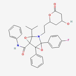 molecular formula C33H33FN2O6 B12105011 4-(4-Fluorophenyl)-6-(1-methylethyl)-N,2-diphenyl-5-[2-(tetrahydro-4-hydroxy-6-oxo-2H-pyran-2-yl)ethyl]-3,7-dioxa-5-azatricyclo[4.1.0.02,4]heptane-1-carboxamide 