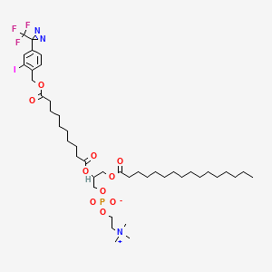 molecular formula C43H70F3IN3O10P B12105090 1-Palmitoyl-2-(decanedioyl mono-(2-iodo-4-(3-trifluoromethyl-3H-diazirin-3-yl)benzyl)ester)glycero-3-phosphocholine 