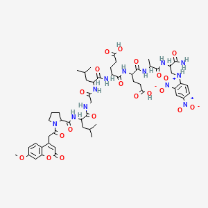 5-[[1-[[1-Amino-3-(2,4-dinitroanilino)-1-oxopropan-2-yl]amino]-1-oxopropan-2-yl]amino]-4-[[4-carboxy-2-[[2-[[2-[[2-[[1-[2-(7-methoxy-2-oxochromen-4-yl)acetyl]pyrrolidine-2-carbonyl]amino]-4-methylpentanoyl]amino]acetyl]amino]-4-methylpentanoyl]amino]butanoyl]amino]-5-oxopentanoic acid