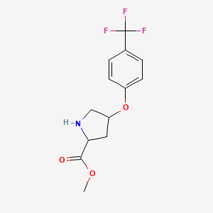 molecular formula C13H14F3NO3 B12105371 Methyl 4-[4-(trifluoromethyl)phenoxy]pyrrolidine-2-carboxylate 