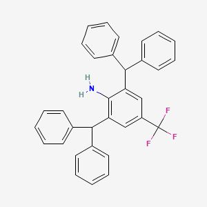 molecular formula C33H26F3N B12105508 2,6-Bis(diphenylmethyl)-4-(trifluoromethyl)-Benzenamine 