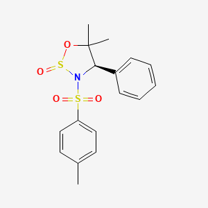 molecular formula C17H19NO4S2 B12105870 (4R)-5,5-dimethyl-3-(4-methylphenyl)sulfonyl-4-phenyloxathiazolidine 2-oxide CAS No. 620627-47-6