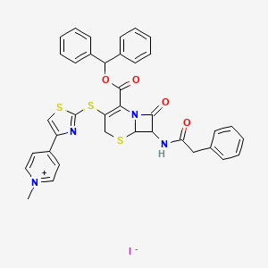 Benzhydryl 3-[[4-(1-methylpyridin-1-ium-4-yl)-1,3-thiazol-2-yl]sulfanyl]-8-oxo-7-[(2-phenylacetyl)amino]-5-thia-1-azabicyclo[4.2.0]oct-2-ene-2-carboxylate;iodide