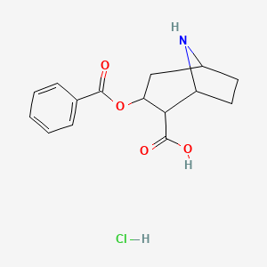 molecular formula C15H18ClNO4 B12106011 3-Benzoyloxy-8-azabicyclo[3.2.1]octane-2-carboxylic acid;hydrochloride 