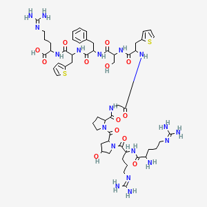 molecular formula C56H83N19O13S2 B12106237 H-DL-Arg-DL-Arg-DL-xiHyp-DL-Pro-Gly-DL-2Thi-DL-Ser-DL-Phe-DL-2Thi-DL-Arg-OH 