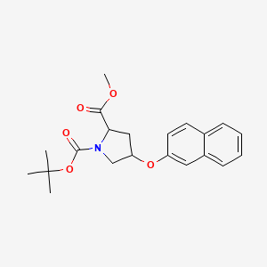 molecular formula C21H25NO5 B12106263 1-O-tert-butyl 2-O-methyl 4-naphthalen-2-yloxypyrrolidine-1,2-dicarboxylate 