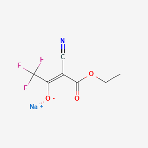 molecular formula C7H5F3NNaO3 B12106277 sodium;(Z)-3-cyano-4-ethoxy-1,1,1-trifluoro-4-oxobut-2-en-2-olate 