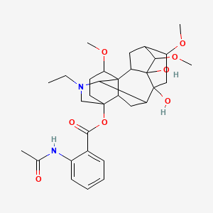 molecular formula C32H44N2O8 B1210639 (11-Ethyl-3,8-dihydroxy-4,6,16-trimethoxy-11-azahexacyclo[7.7.2.12,5.01,10.03,8.013,17]nonadecan-13-yl) 2-acetamidobenzoate 