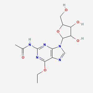 molecular formula C14H19N5O6 B12106424 N-[9-[3,4-dihydroxy-5-(hydroxymethyl)oxolan-2-yl]-6-ethoxypurin-2-yl]acetamide 