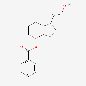 molecular formula C20H28O3 B12106549 [1-(1-hydroxypropan-2-yl)-7a-methyl-1,2,3,3a,4,5,6,7-octahydroinden-4-yl] benzoate 