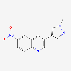 molecular formula C13H10N4O2 B12106565 Quinoline, 3-(1-methyl-1H-pyrazol-4-yl)-6-nitro- 