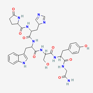 N-[1-[[1-[[1-[[1-[(2-amino-2-oxoethyl)amino]-3-(4-hydroxyphenyl)-1-oxopropan-2-yl]amino]-3-hydroxy-1-oxopropan-2-yl]amino]-3-(1H-indol-3-yl)-1-oxopropan-2-yl]amino]-3-(4H-imidazol-4-yl)-1-oxopropan-2-yl]-5-oxopyrrolidine-2-carboxamide