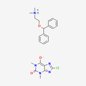 molecular formula C24H28ClN5O3 B1210665 2-(diphenylmethoxy)-N,N-dimethylethanaminium 8-chloro-1,3-dimethyl-2,6-dioxo-1,2,3,6-tetrahydropurin-7-ide 