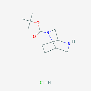 molecular formula C11H21ClN2O2 B12106667 Tert-butyl 2,5-diazabicyclo[2.2.2]octane-2-carboxylate hydrochloride 