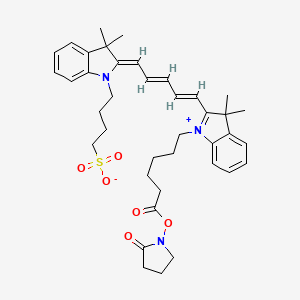 4-[(2Z)-2-[(2E,4E)-5-[3,3-dimethyl-1-[6-oxo-6-(2-oxopyrrolidin-1-yl)oxyhexyl]indol-1-ium-2-yl]penta-2,4-dienylidene]-3,3-dimethylindol-1-yl]butane-1-sulfonate