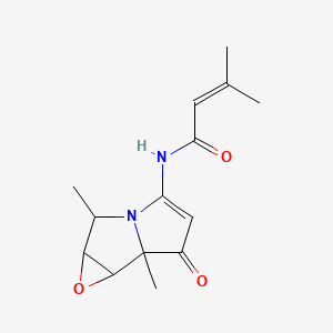 molecular formula C14H18N2O3 B12106826 N-(1,5-dimethyl-9-oxo-3-oxa-6-azatricyclo[4.3.0.02,4]non-7-en-7-yl)-3-methylbut-2-enamide 