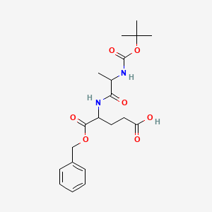 molecular formula C20H28N2O7 B12107034 4-[2-[(2-Methylpropan-2-yl)oxycarbonylamino]propanoylamino]-5-oxo-5-phenylmethoxypentanoic acid 