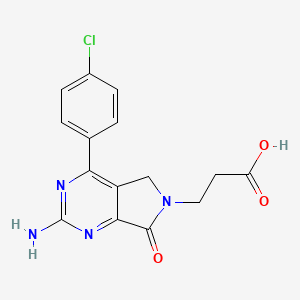 molecular formula C15H13ClN4O3 B12107050 3-[2-Amino-4-(4-chlorophenyl)-7-oxo-5,7-dihydro-6h-pyrrolo[3,4-d]pyrimidin-6-yl]propanoic acid CAS No. 76628-77-8