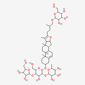 2-[5-[3,4-Dihydroxy-5-(hydroxymethyl)oxolan-2-yl]oxy-4-hydroxy-6-(hydroxymethyl)-2-[[7,9,13-trimethyl-6-[3-methyl-4-[3,4,5-trihydroxy-6-(hydroxymethyl)oxan-2-yl]oxybutyl]-5-oxapentacyclo[10.8.0.02,9.04,8.013,18]icosa-6,18-dien-16-yl]oxy]oxan-3-yl]oxy-6-methyloxane-3,4,5-triol