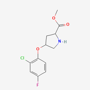 molecular formula C12H13ClFNO3 B12107158 Methyl 4-(2-chloro-4-fluorophenoxy)pyrrolidine-2-carboxylate 