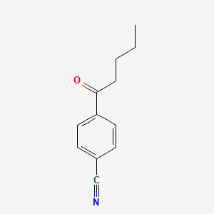 molecular formula C12H13NO B12107711 Benzonitrile, 4-(1-oxopentyl)- CAS No. 30611-20-2