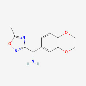 (2,3-Dihydrobenzo[b][1,4]dioxin-6-yl)(5-methyl-1,2,4-oxadiazol-3-yl)methanamine